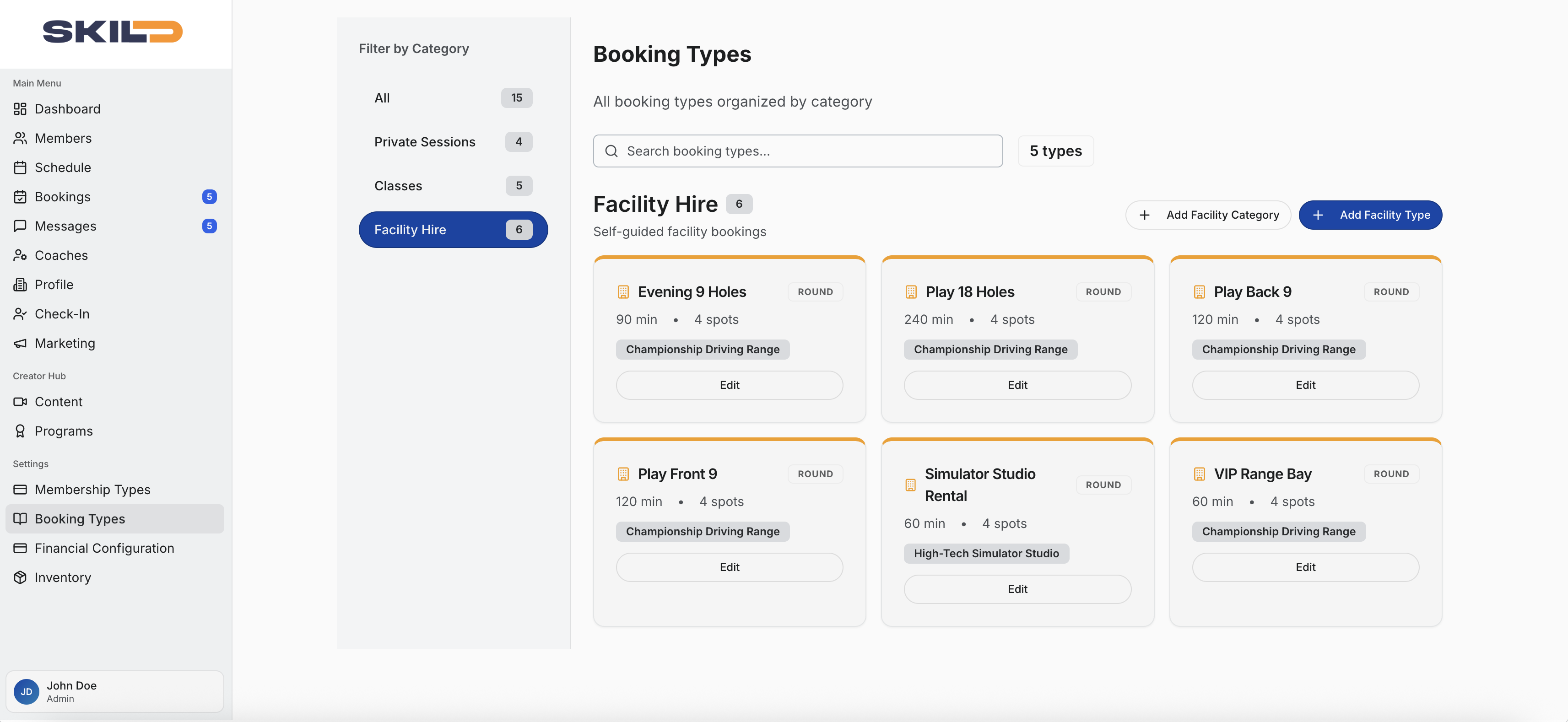 SKILD Booking Types