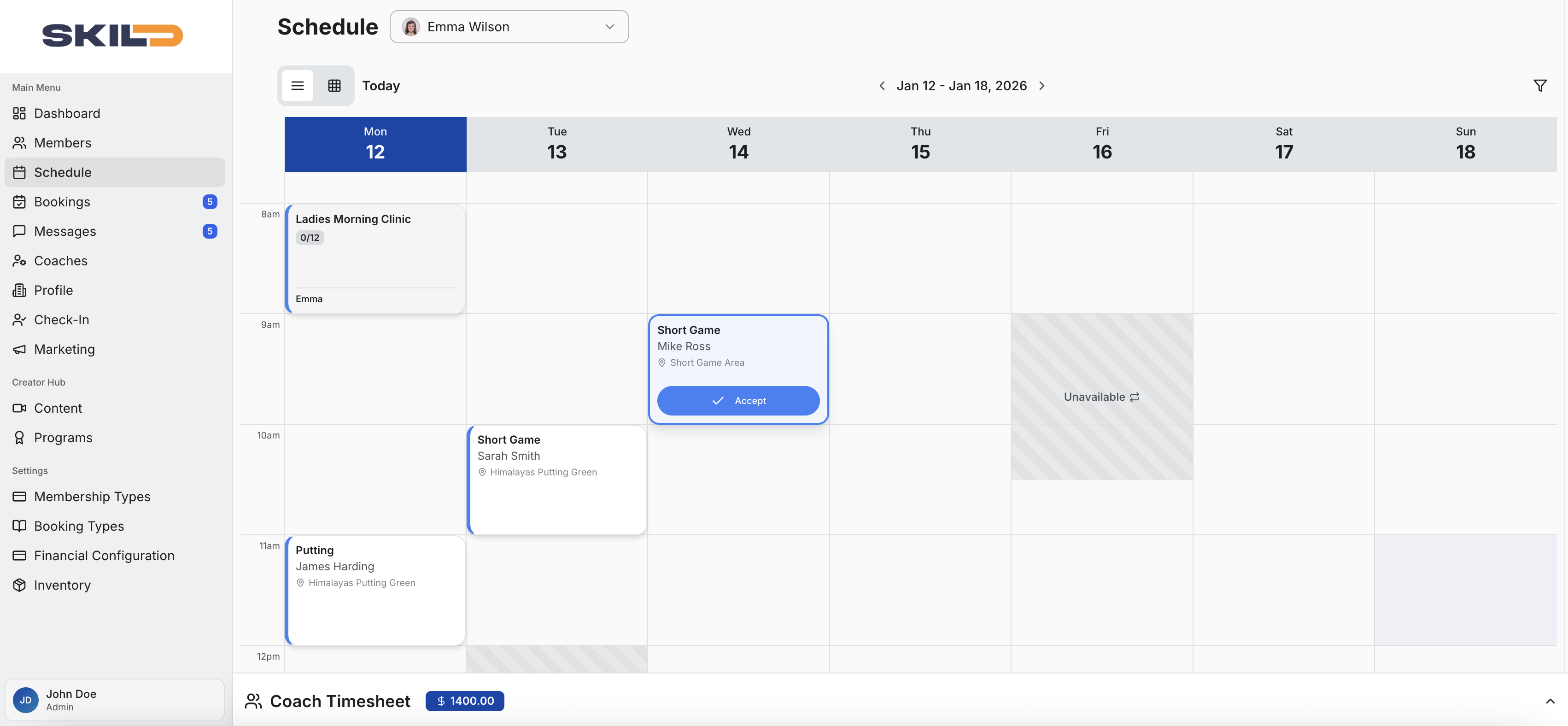 SKILD Schedule Calendar View